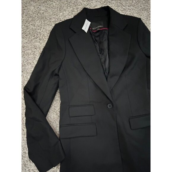 Banana Republic Tall Black One Button Blazer Womens Size 8 Business Casual wool - Picture 4 of 7